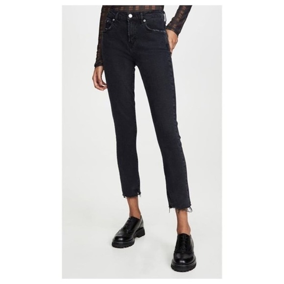 Agolde Toni Black Jeans Distressed Raw Hem Leg W 28 - Picture 1 of 7